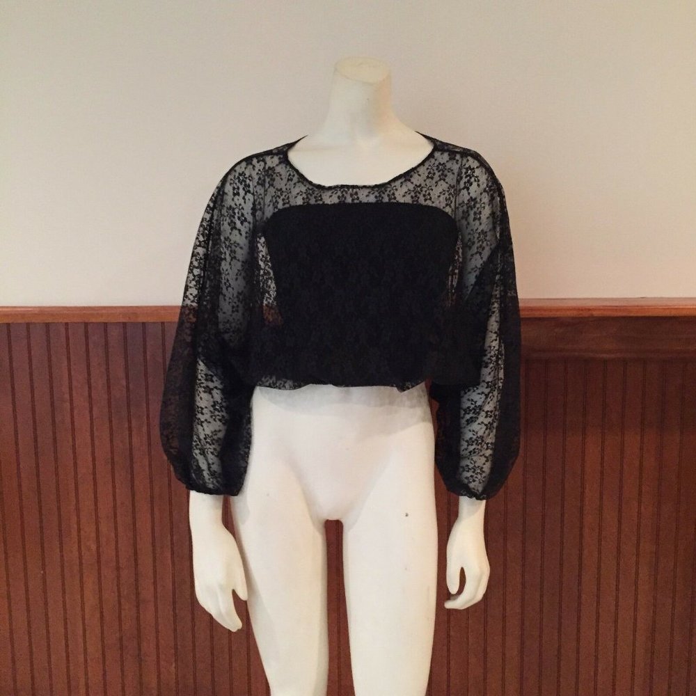 Vintage Black Lace Top and Strapless Top with Ruching - Size: Small (estimated)